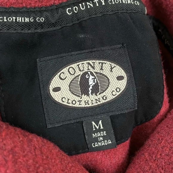 County Clothing Co Toggle Colorblock Striped Coat Jacket Red Cream Gray Size M - Picture 5 of 7